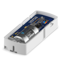 Versa sensor with Bluefield blue, green, and red LED indicators — blue for magnet in range, green for transmit, red for low battery