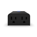 Versa PLUG-OD-ZW Z-Wave 800 outdoor dual-outlet smart plug, front view showing both grounded outlets and the blue button